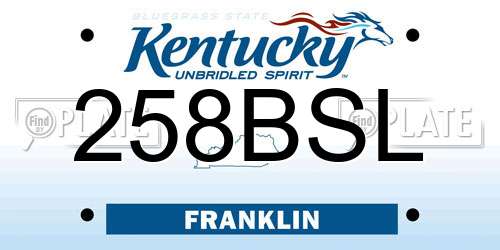 258BSL Kentucky License Plate
