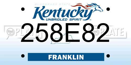 258E82 Kentucky License Plate