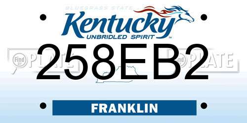 258EB2 Kentucky License Plate