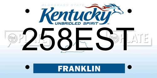 258EST Kentucky License Plate