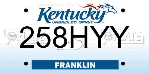 258HYY Kentucky License Plate