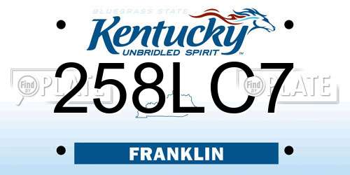 258LC7 Kentucky License Plate