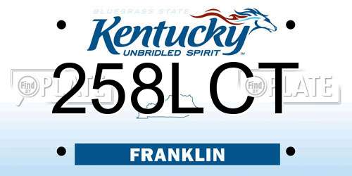 258LCT Kentucky License Plate