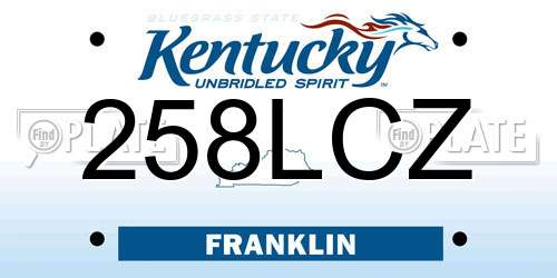 258LCZ Kentucky License Plate
