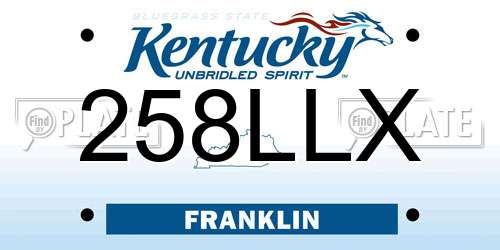 258LLX Kentucky License Plate