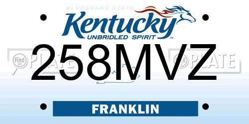 258MVZ Kentucky License Plate