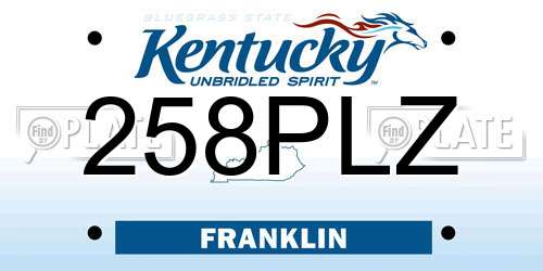 258PLZ Kentucky License Plate
