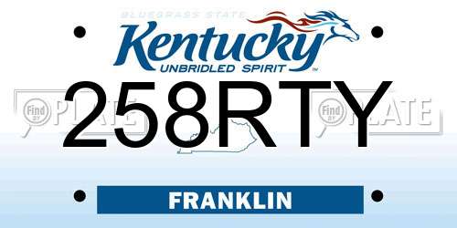 258RTY Kentucky License Plate