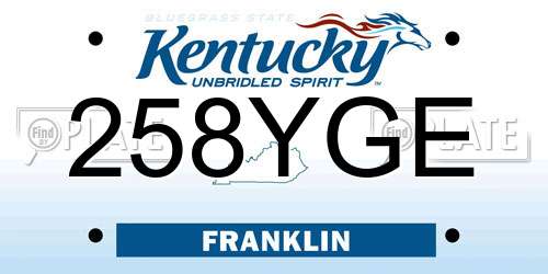258YGE Kentucky License Plate