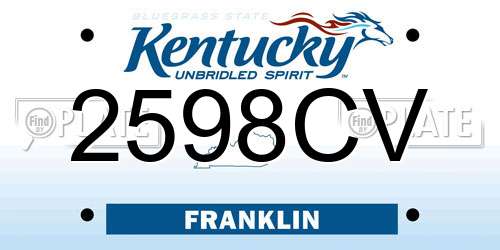 2598CV Kentucky License Plate