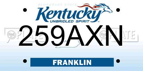 259AXN Kentucky License Plate