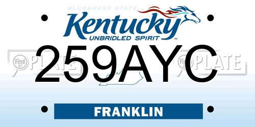 259AYC Kentucky License Plate