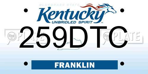259DTC Kentucky License Plate