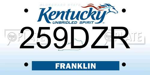 259DZR Kentucky License Plate
