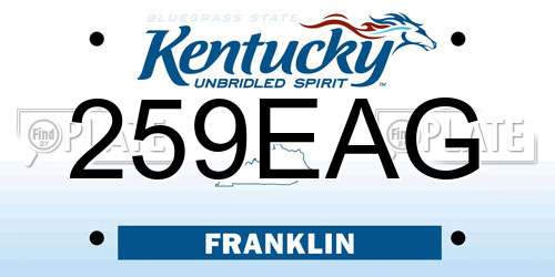 259EAG Kentucky License Plate