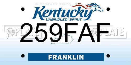 259FAF Kentucky License Plate