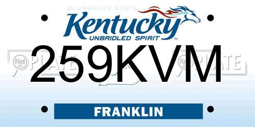 259KVM Kentucky License Plate