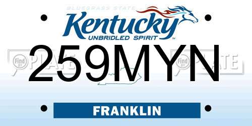 259MYN Kentucky License Plate