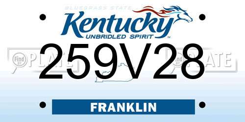 259V28 Kentucky License Plate