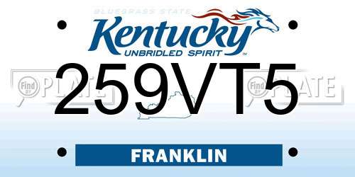 259VT5 Kentucky License Plate