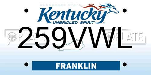259VWL Kentucky License Plate