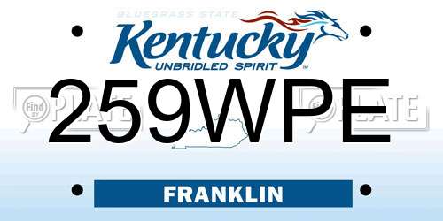 259WPE Kentucky License Plate