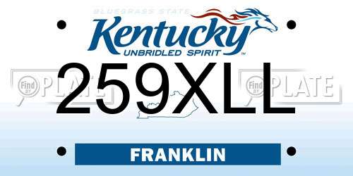 259XLL Kentucky License Plate