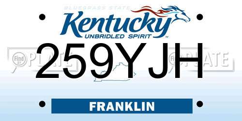 259YJH Kentucky License Plate