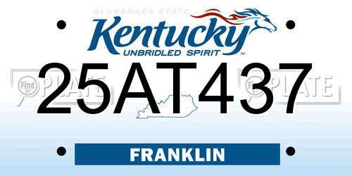 25AT437 Kentucky License Plate