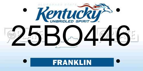 25BO446 Kentucky License Plate