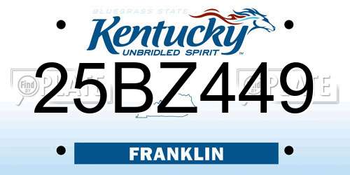 25BZ449 Kentucky License Plate