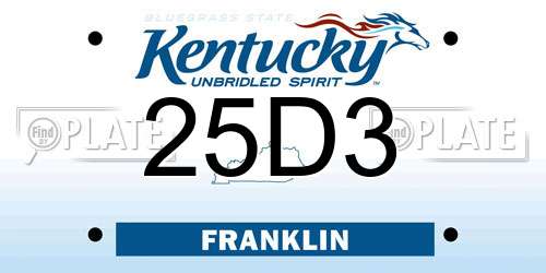 25D3 Kentucky License Plate