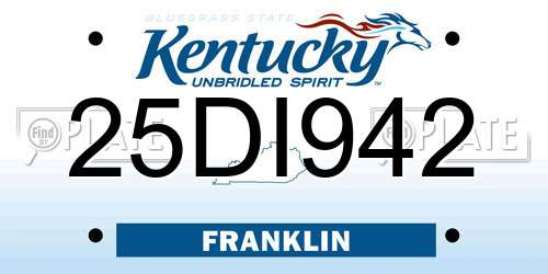 25DI942 Kentucky License Plate