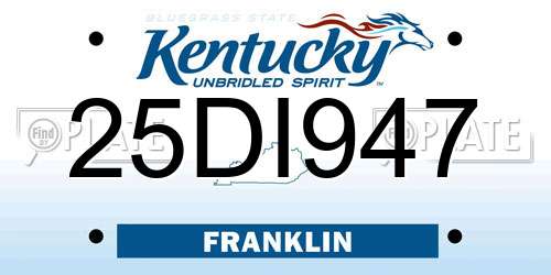 25DI947 Kentucky License Plate