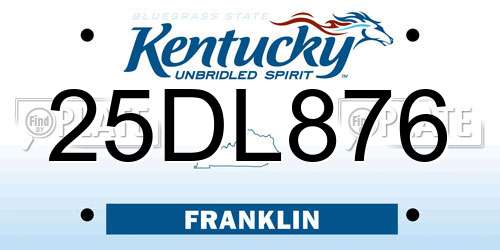 25DL876 Kentucky License Plate