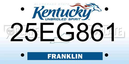 25EG861 Kentucky License Plate
