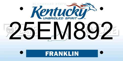 25EM892 Kentucky License Plate
