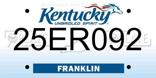 25ER092 Kentucky License Plate