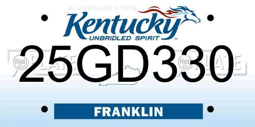 25GD330 Kentucky License Plate