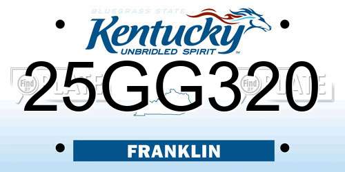 25GG320 Kentucky License Plate