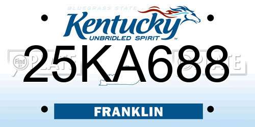 25KA688 Kentucky License Plate