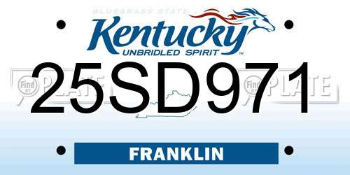 25SD971 Kentucky License Plate