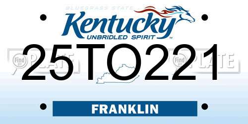 25TO221 Kentucky License Plate