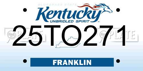 25TO271 Kentucky License Plate