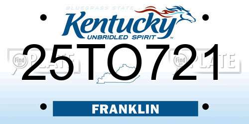 25TO721 Kentucky License Plate
