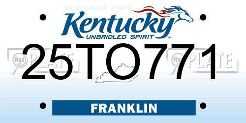 25TO771 Kentucky License Plate
