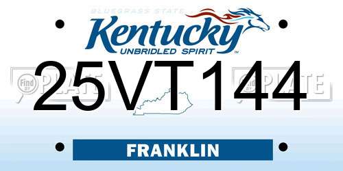 25VT144 Kentucky License Plate