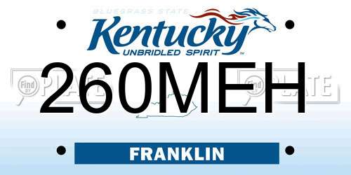 260MEH Kentucky License Plate