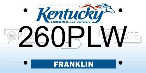260PLW Kentucky License Plate