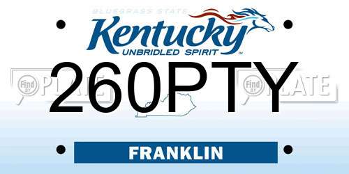 260PTY Kentucky License Plate